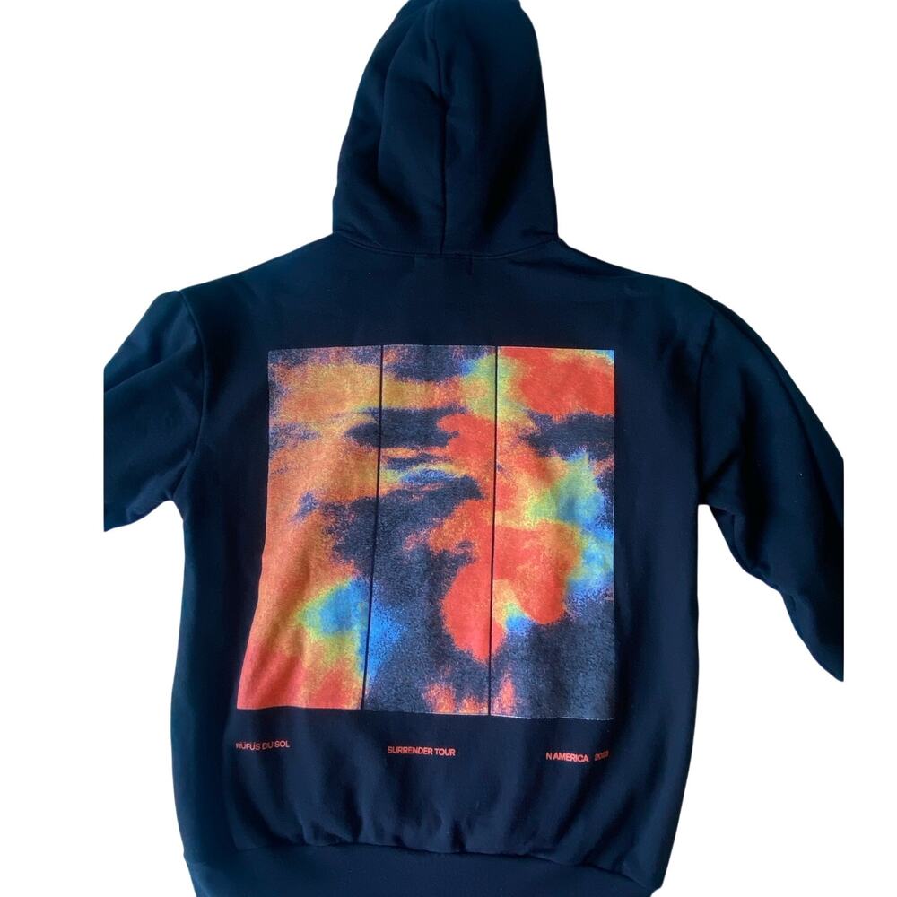 Rufus Du Sol Hoodie Surrender Tour Concert Merch Black Bright Back Graphic Small